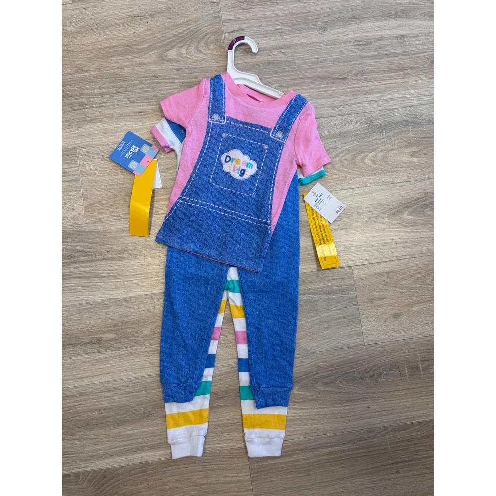 Ms Rachel Girls 4-Piece Pajama Set Hi Friends Dream Big Pink Blue 3T K220788RC